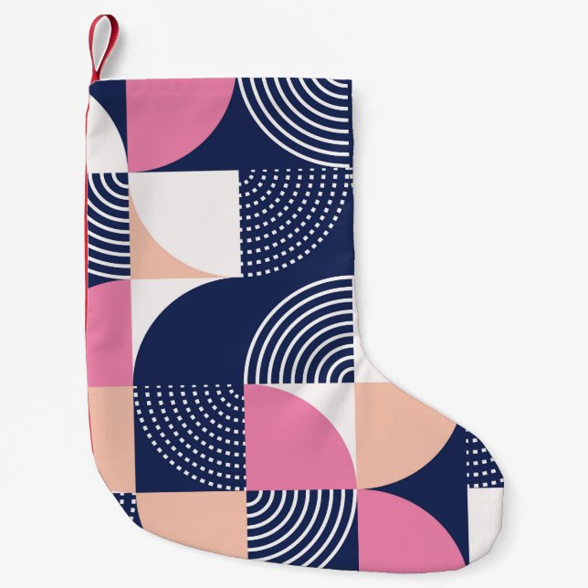 Graphic Circles Vintage Seamless Pattern Small Christmas Stocking (Front)