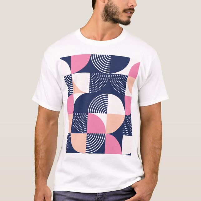 Graphic Circles Vintage Seamless Pattern T-Shirt (Front)