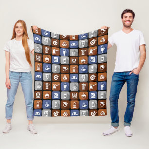 Graphic Coffee Icons Fleece Blanket