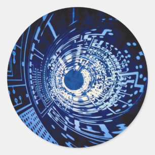 Graphic computer circuit tunnel classic round sticker