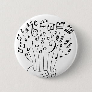 Graphic design : flowers of musical notes - 2 inch round button