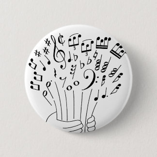 Graphic design : flowers of musical notes - 2 inch round button
