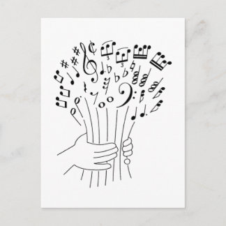 Graphic design : flowers of musical notes - postcard