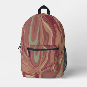 Graphic design green orange printed backpack