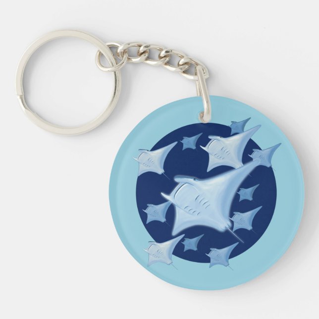 Graphic Design Manta Ray Lover Keychain (Front)