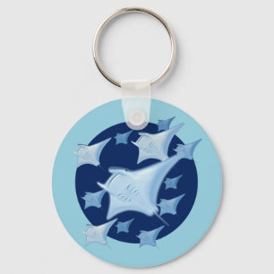 Graphic Design Manta Ray Lover Keychain