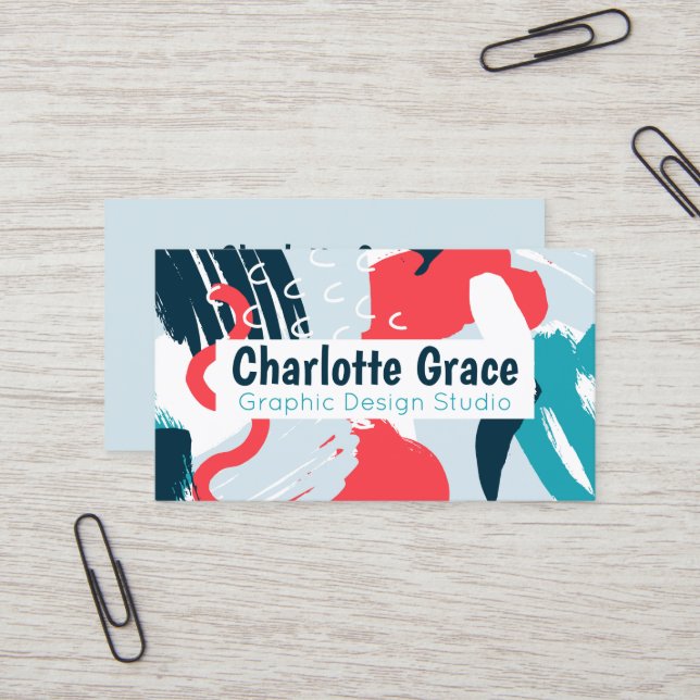 Graphic Design Paint Splash Personalized Modern Business Card (Front/Back In Situ)