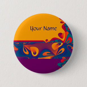 Graphic Design Pattern - violet orange + your text 2 Inch Round Button