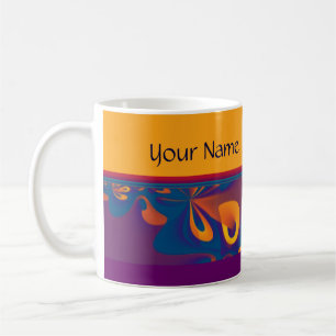 Graphic Design Pattern - violet orange + your text Coffee Mug