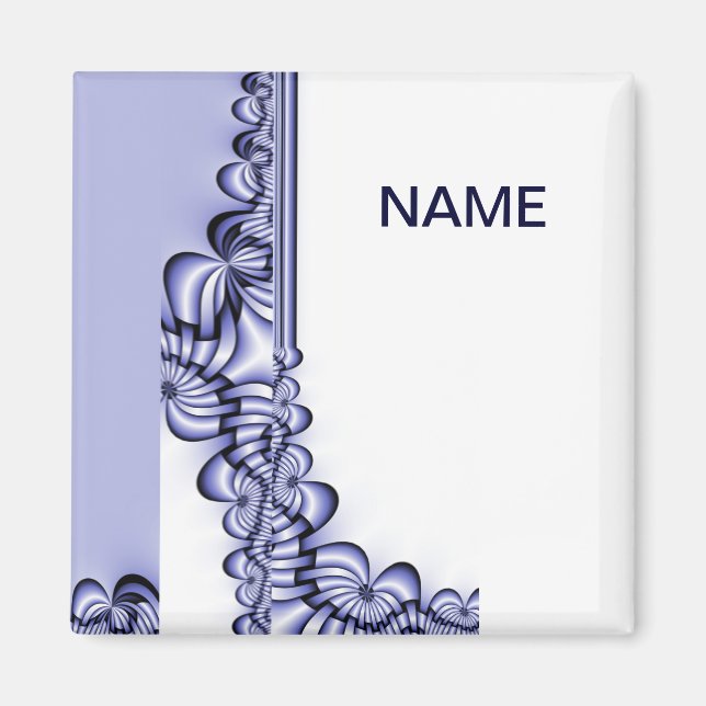Graphic Design Pattern - white blue + your text Magnet (Front)