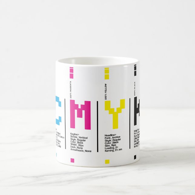Graphic Designer CMYK Ink Print Coffee Mug (Center)