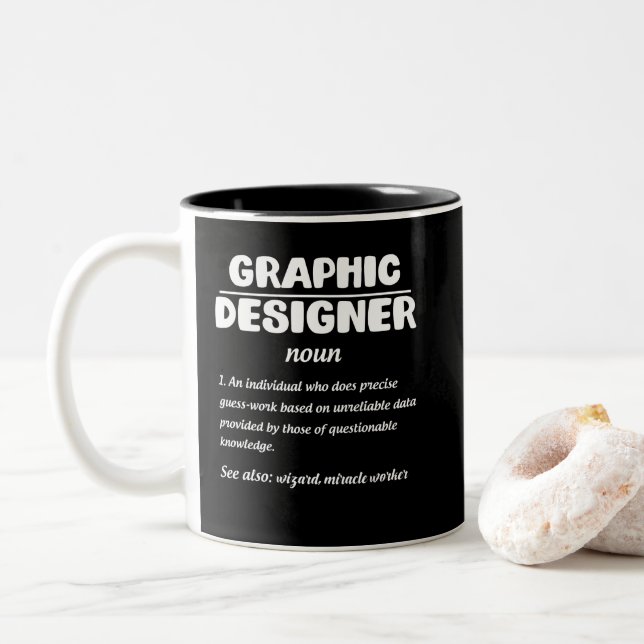 Graphic Designer Definition Funny Job Meaning Two-Tone Coffee Mug (With Donut)