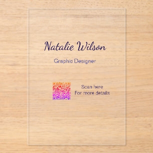 Graphic designer name scan QR code details profess Acrylic Invitations