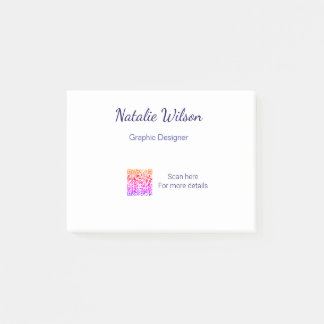 Graphic designer name scan QR code details profess Post-it Notes