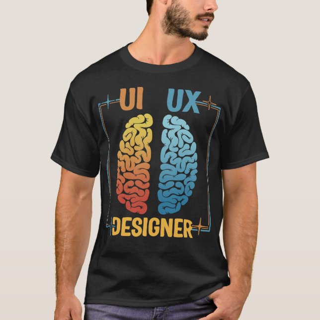 Graphic Designer Shirt, UI UX Designer Brain Tee, T-Shirt (Front)