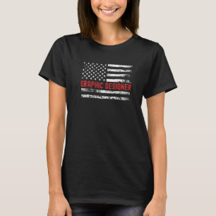 Graphic Designer USA Flag Profession Retro Job Tit T-Shirt