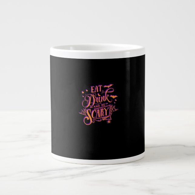 Graphic Eat Drink And Be Scary Halloween Party Fal Large Coffee Mug (Front)