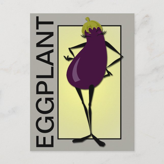 GRAPHIC EGGPLANT TYPOGRAPHY VERTICAL POSTCARD (Front)