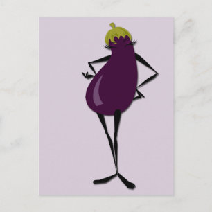 GRAPHIC EGGPLANT VERTICAL COLORFUL POSTCARD