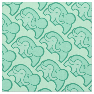 Graphic elephant hug green pattern fabric