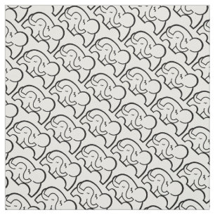 Graphic elephant hug mono pattern fabric