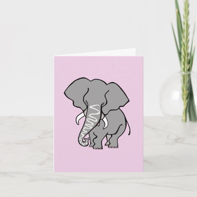 Graphic ELEPHANT -Wild animals- Nature -Pink Card (Front)