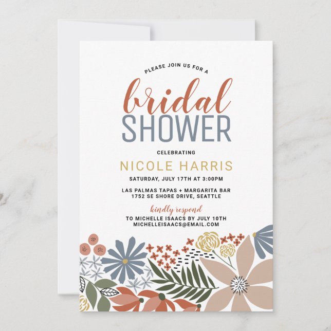 Graphic Floral Bridal Shower Invitation (Front)