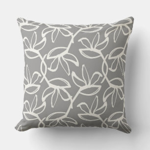 Graphic Floral ; Cottage Grey Throw Pillow