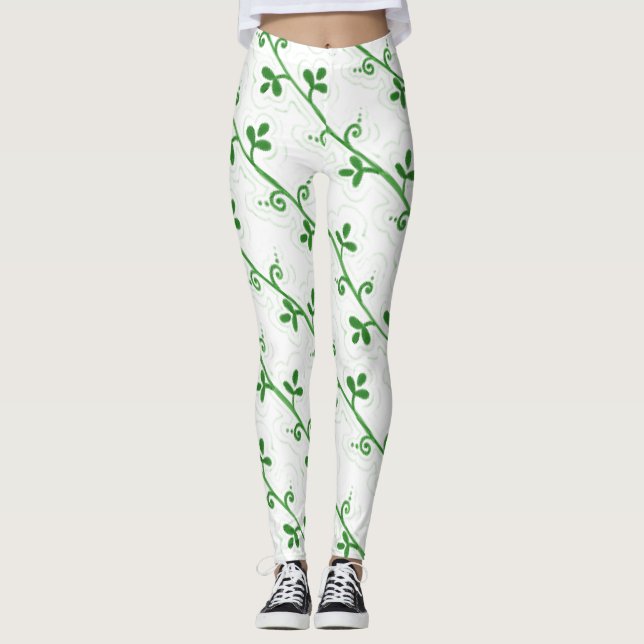 Graphic Floral Seamless Transparent Pattern Leggings (Front)