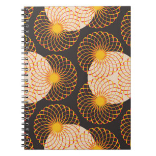graphic floral tracery grid seamless pattern in go notebook