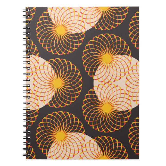 graphic floral tracery grid seamless pattern in go notebook (Front)