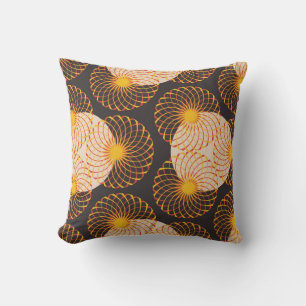 graphic floral tracery grid seamless pattern in go throw pillow