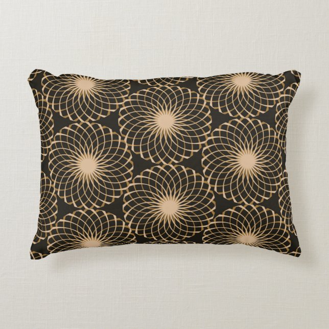 graphic floral tracery grid seamless pattern in iv accent pillow (Front)