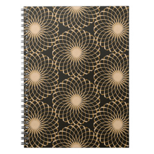 graphic floral tracery grid seamless pattern in iv notebook