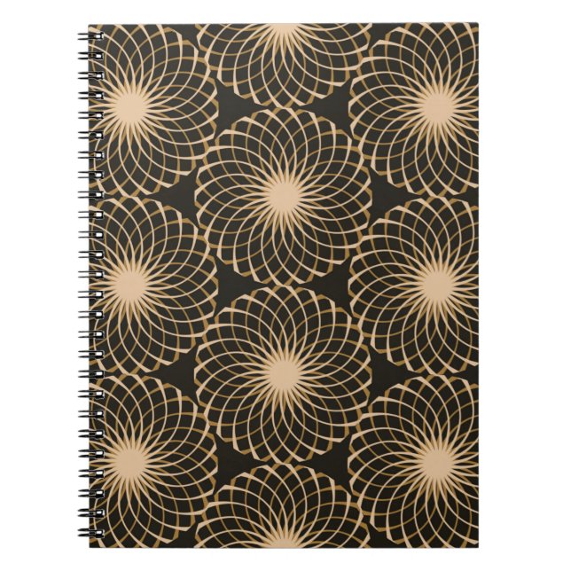 graphic floral tracery grid seamless pattern in iv notebook (Front)