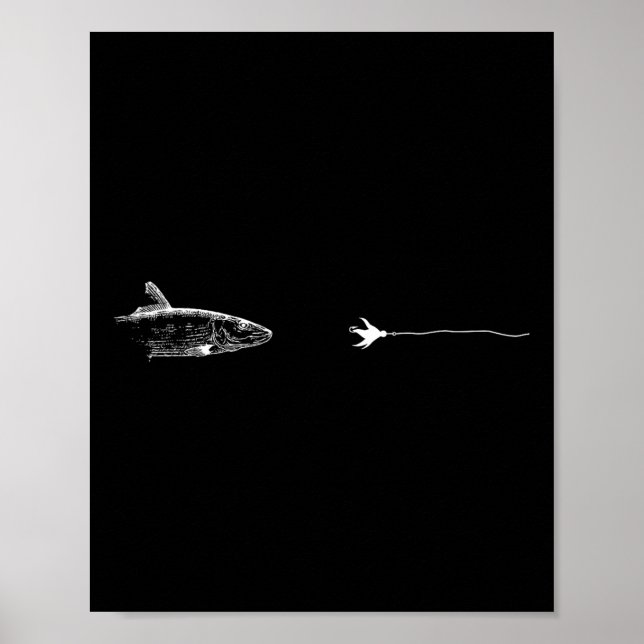 Graphic Fly Fishing Hook Line - Fish Bonefish  Poster (Front)