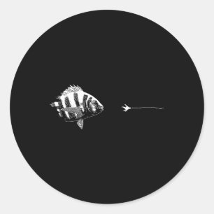 Graphic Fly Fishing Hook Line - Fish Sheepshead  Classic Round Sticker