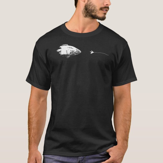 Graphic Fly Fishing Hook Line  Fish Smallmouth Bas T-Shirt (Front)