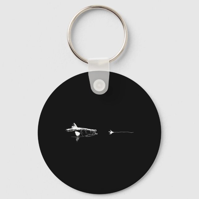 Graphic Fly Fishing Hook Line - Fish Snook  Keychain (Front)
