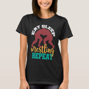 Graphic for Mom Eat Sleep Wrestling Repeat Vintage T-Shirt