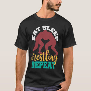 Graphic for Mom Eat Sleep Wrestling Repeat Vintage T-Shirt