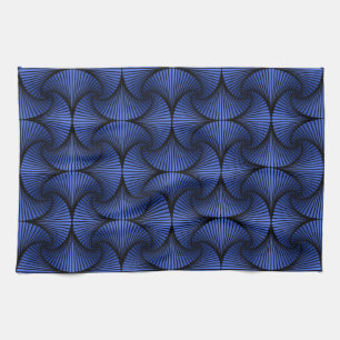 Graphic Geometric 3D Scallop Fan Blue Kitchen Towel