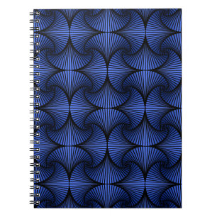 Graphic Geometric 3D Scallop Fan Blue Notebook