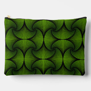 Graphic Geometric 3D Scallop Fan Green Accessory Pouch