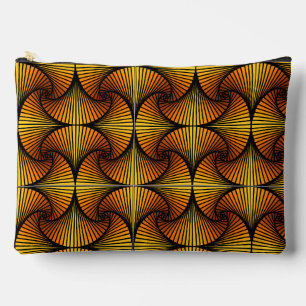 Graphic Geometric 3D Scallop Fan Orange Yellow Accessory Pouch