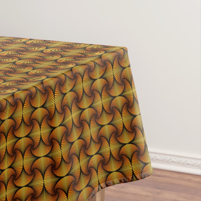 Graphic Geometric 3D Scallop Fan Orange Yellow Tablecloth (In Situ)