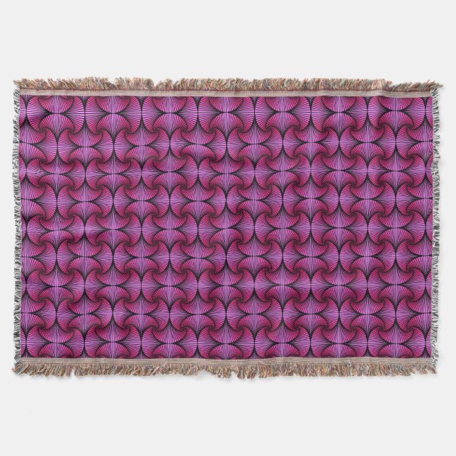 Graphic Geometric 3D Scallop Fan Pink Throw Blanket (Front)