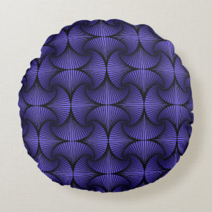 Graphic Geometric 3D Scallop Fan Purple Round Pillow