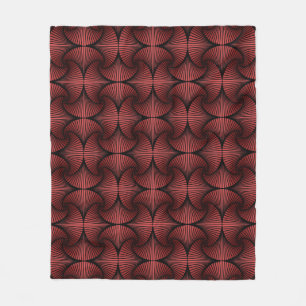 Graphic Geometric 3D Scallop Fan Red Fleece Blanket