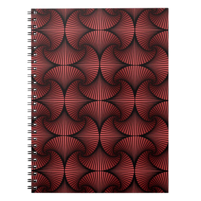 Graphic Geometric 3D Scallop Fan Red Notebook (Front)